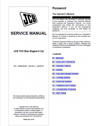 repair manual JCB T2/3 Electric Engine 6 Cylinder Service Manual PDF