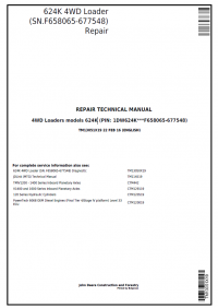repair manual John Deere 624K 4WD Loader Technical Manual TM1305 PDF