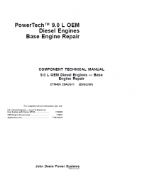 repair manual John Deere 9.0L OEM Diesel Engines - Base Repair CTM400 PDF