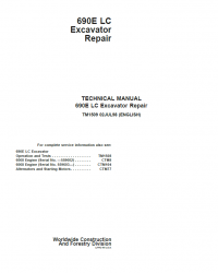 repair manual John Deere 690E LC Excavator Repair Technical Manual TM1509 PDF