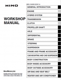 repair manual Hino Trucks 155, 155h, 195, 195h with  Engine J05E 2017 PDF Manuals