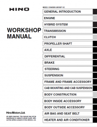 repair manual Hino Trucks 155, 155h, 195, 195h with J05E Engine 2014 Workshop Manuals PDF