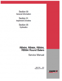 repair manual Case RB454, RB464, RB554, RB564 Round Baler Set of Service Manuals
