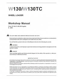 repair manual New Holland W130 / W130TC Wheel Loaders Workshop Manual PDF