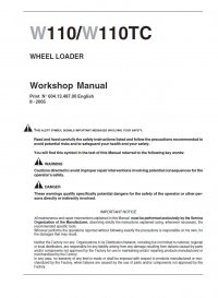 repair manual New Holland W110 / W110TC Wheel Loader Workshop Manual PDF