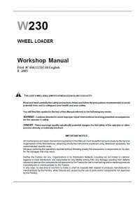 repair manual New Holland W230 Wheel Loader Workshop Manual PDF