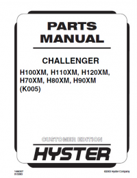 repair manual Hyster Challenger H100XM H110XM H120XM H70XM H80XM H90XM (K005) Forklift Service & Parts Manual PDF