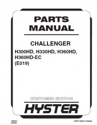 repair manual Hyster Challenger H300HD H330HD H360HD H360HD-EC (E019) Forklift Service & Parts Manuals PDF