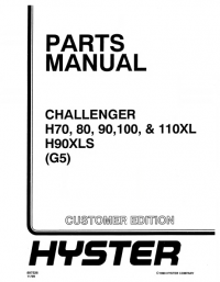 repair manual Hyster Challenger H70XL H80XL H90XL H100XL H110XL H90XLS (G5) Forklift Service & Parts Manual PDF