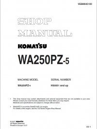 repair manual Komatsu WA250PZ-5 Wheel Loader Shop Manual PDF