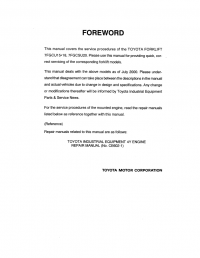 repair manual Toyota 7FGCU15-18 & 7FGCSU20 Forklift Service Repair Manual