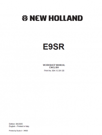 repair manual New Holland E9SR Mini Crawler Excavator Workshop Manual PDF