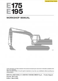 repair manual New Holland Kobelco E175 & E195 Crawler Excavator Workshop Manual PDF