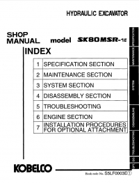 repair manual Kobelco SK80MSR-1E Hydraulic Excavator Shop Manual PDF