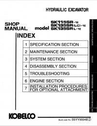 repair manual Kobelco SK115SR-1E SK135SR-1E SK135SRLC-1E SK135SRL-1E Hydraulic Excavator Shop Manual PDF