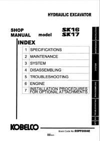 repair manual Kobelco SK16 & SK17 Hydraulic Excavator Shop Manual PDF