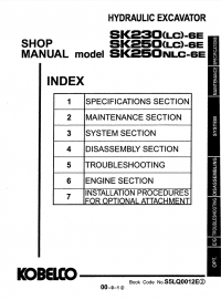 repair manual Kobelco SK230(LC)-6E SK250(LC)-6E SK250NLC-6E Hydraulic Excavator Shop Manual PDF