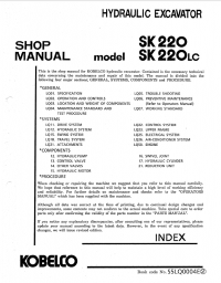 repair manual Kobelco SK220 SK220LC Hydraulic Excavator Shop Manual PDF