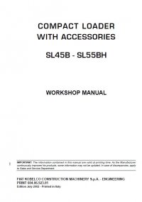 repair manual Fiat Kobelco SL45B, SL55BH Compact Loader With Accessories Workshop Manual PDF