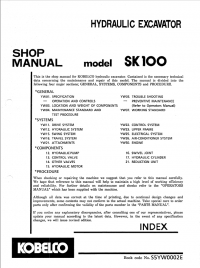 repair manual Kobelco SK100 Hydraulic Excavator Shop Manual PDF