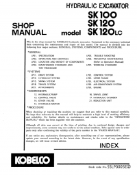 repair manual Kobelco SK100 SK120 SK120LC Hydraulic Excavator Shop Manual PDF