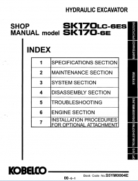 repair manual Kobelco SK170LC-6ES SK170-6E Hydraulic Excavator Shop Manual PDF