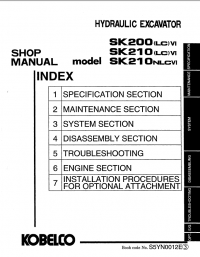 repair manual Kobelco SK200(LC) VI SK210(LC) VI SK210NLC VI Hydraulic Excavator Shop Manual PDF