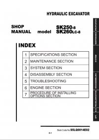 repair manual Kobelco SK250-8 / SK260LC-8 Hydraulic Excavator Shop Manual PDF