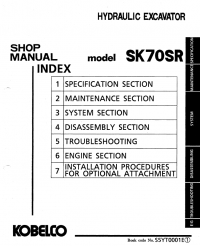 repair manual Kobelco SK70SR Hydraulic Excavator Shop Manual PDF