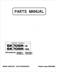 spare parts catalog Kobelco SK70SR-1E, SK70SR-1ES Hydraulic Excavators And Isuzu Diesel Engine CC-4JG1 Parts Manual PDF