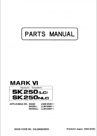 spare parts catalog Kobelco SK250(LC) SK250NLC Mark VI Hydraulic Excavators & Mitsubishi Engine 6D34-TLE1 Parts Manual