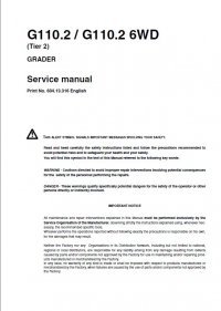 repair manual Fiat Kobelco G110.2 / G110.2 6WD Tier2 Grader Service Manual PDF