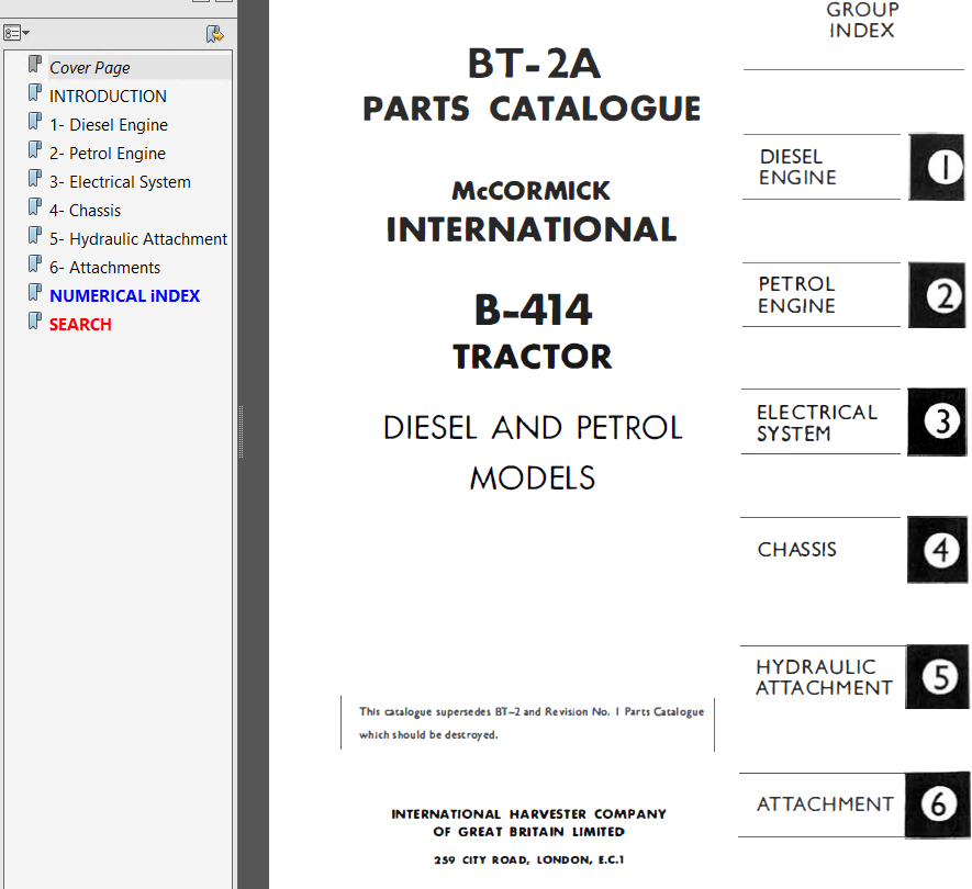 thumbnail interactive-video image 1 of International B-414 424 434 444 Tractor Hydraulic System Service Manual – Original Style Guide 1 of 4