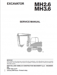 repair manual New Holland MH2.6 & MH3.6 Excavators Service Manual PDF