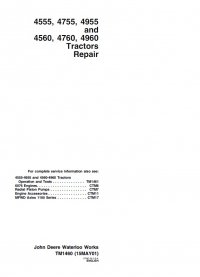 repair manual John Deere 4555 4755 4955 & 4560 4760 4960 Tractors Repair TM1460 PDF