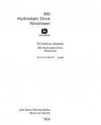 repair manual John Deere 880 Hydrostatic Drive Windrower TM1013 Technical Manual PDF