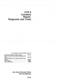 repair manual John Deere CTS II Combine Repair Diagnosis & Tests TM1752 PDF Manual