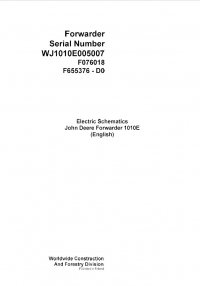repair manual John Deere Forwarder 1010E Electric Schematics Manual F076018 PDF