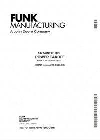 repair manual John Deere Funk F20 Converter Power Take-Off Model F20E11 & F20E13 4003701 PDF Manual