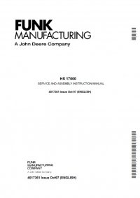 repair manual John Deere Funk HS17000 Service & Assembly Instruction Manual 4017361 PDF