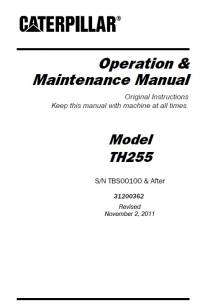 repair manual Caterpillar Telehandler TH255 Operation & Maintenance Manual PDF