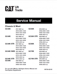 repair manual Caterpillar Lift Trucks GC35/40/45/55/60/70/K GC40/45/55/70K-STR GC45K-SWB Set of Manuals PDF