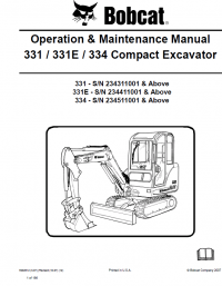 repair manual Bobcat 331, 331E, 334 Excavator Operation & Maintenance Manual PDF