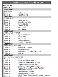 repair manual Hyundai Crawler Excavator R210-7V (India) Service Manual PDF