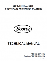 repair manual John Deere S2048 S2348 S2554 Scotts Yard & Garden Tractors TM1777 Technical Manual PDF