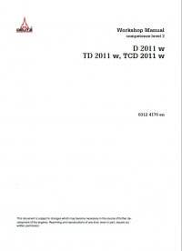 repair manual Deutz D 2011 w & TD 2011 w & TCD 2011 w Workshop Manual PDF