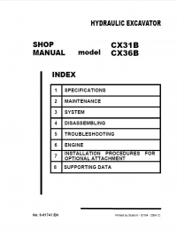 repair manual Case CX31B & CX36B Hydraulic Excavator Shop Manual PDF