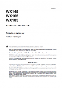 repair manual Case WX145 & WX165 & WX185 Hydraulic Excavators Service Manual PDF