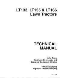 repair manual John Deere LT133, LT155, LT166 Lawn Tractors TM1695 Technical Manual PDF