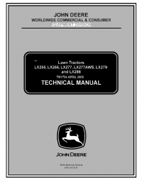 repair manual John Deere LX255 LX266 LX277 LX277AWS LX279 LX288 Lawn Tractor TM1754 Technical Manual PDF